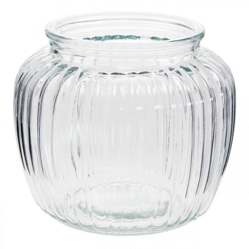 Floristik24 Ribbed glass vase Ø14cm H13cm