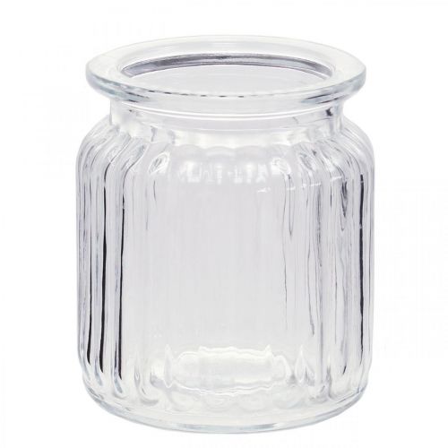 Product Glass vase ribbed Vase Glass Ø7.5cm H9cm 4pcs