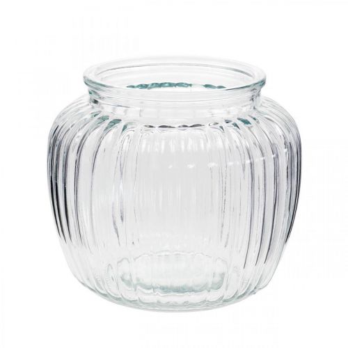 Floristik24 Ribbed glass vase Ø11cm H10cm