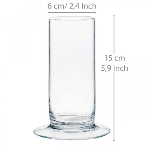 Floristik24 Glass vase with foot Clear Ø6cm H15cm