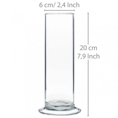 Floristik24 Glass vase with foot Clear Ø6cm H20cm