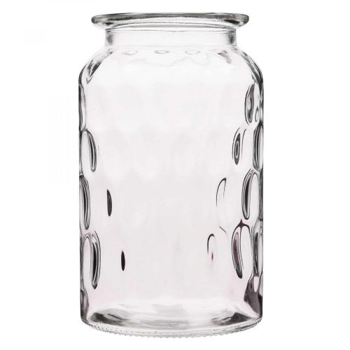 Product Glass vase with pattern, glass lantern H18.5cm Ø11cm Clear
