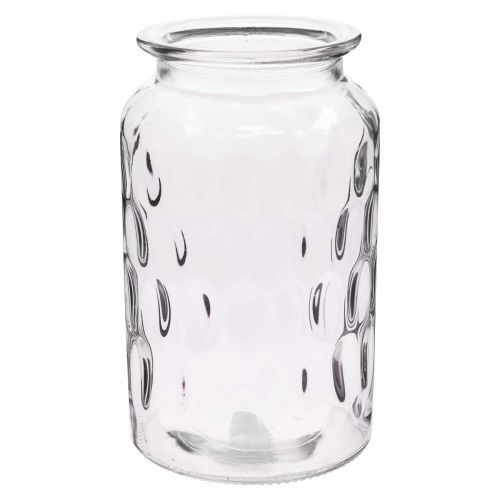 Floristik24 Glass vase with pattern, glass lantern H18.5cm Ø11cm Clear