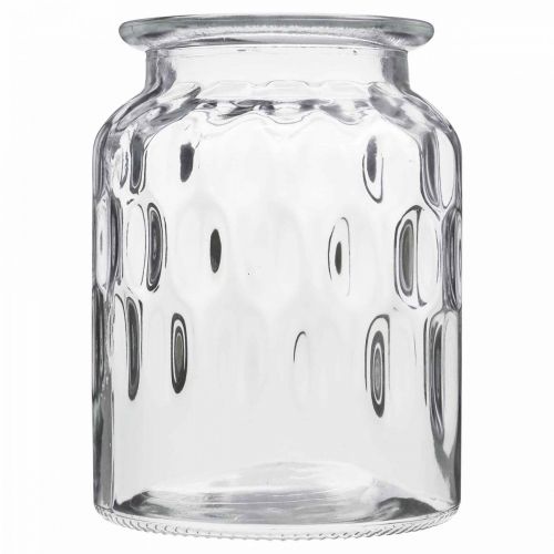 Product Glass vase with pattern, lantern glass clear H15cm Ø11cm 2pcs