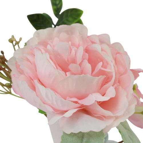 Product Glass vase with peony pink artificial table decoration 20cm