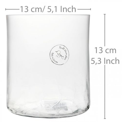 Floristik24 Cylindrical glass vase Crackle clear, satined Ø13cm H13.5cm