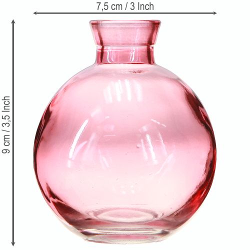 Product Glass vases bulbous pink retro mini vases Ø7.5cm H9cm 6 pcs