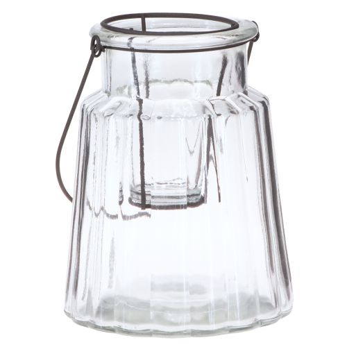 Product Glass lantern with handle glass clear Ø14cm H18cm