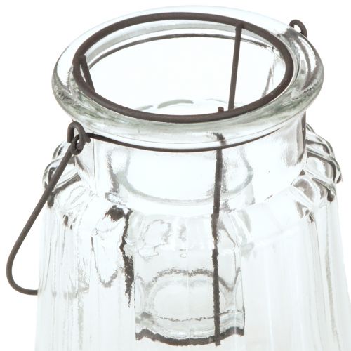 Product Glass lantern with handle glass clear Ø14cm H18cm