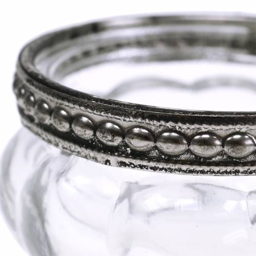 Floristik24 Antique tealight glass with metal rim Ø6cm H3.5cm