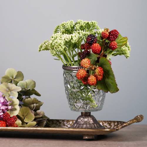 Floristik24 Glass lantern on the antique base with metal edge Ø9cm H13.5cm