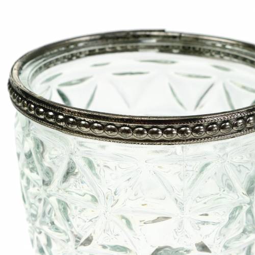 Floristik24 Glass lantern on the antique base with metal edge Ø9cm H13.5cm