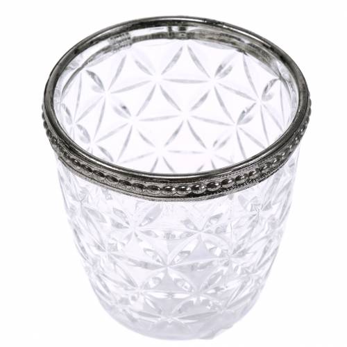 Floristik24 Antique glass lantern with metal rim Ø7.5cm H7.5cm