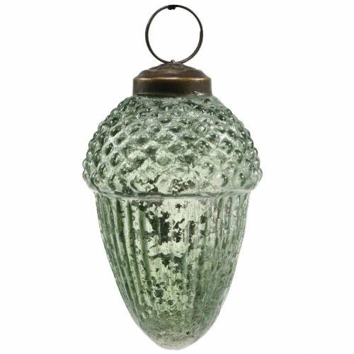 Floristik24 Tree decorations acorns transparent, green real glass 9cm 3pcs