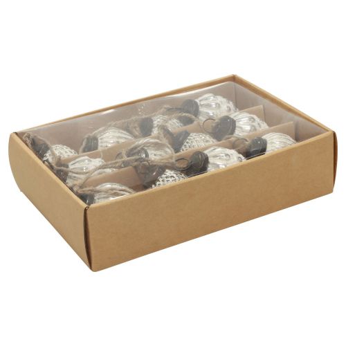 Floristik24 Glass cone garland hanging decoration Christmas white silver 120cm