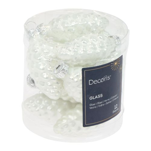 Floristik24 Glass cones Christmas decorations glass white Ø2.5cm 6cm 10pcs