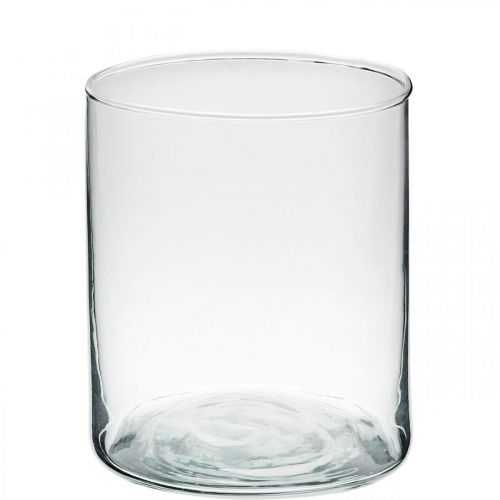 Round glass vase, clear glass cylinder Ø9cm H10.5cm