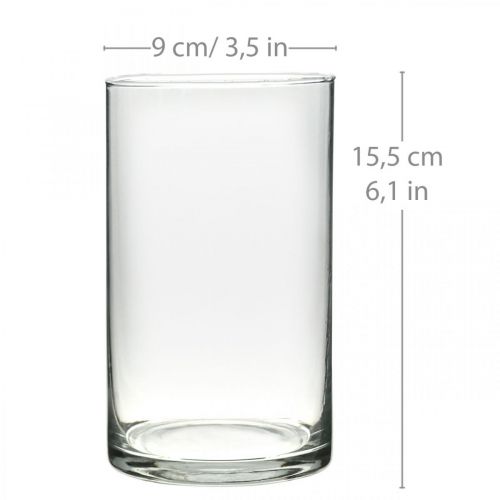 Floristik24 Round glass vase, clear glass cylinder Ø9cm H15.5cm
