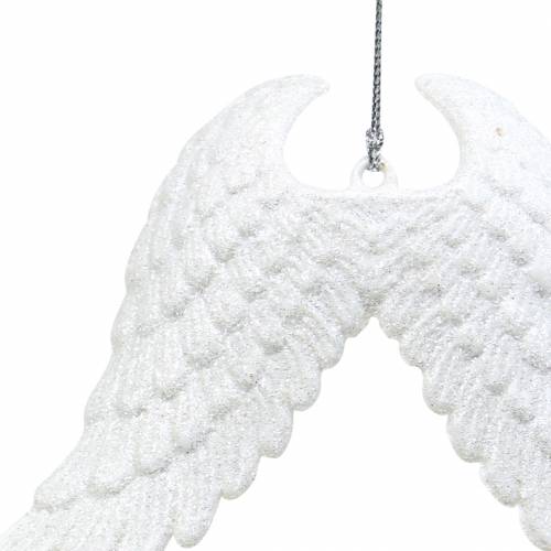 Product Christmas tree decorations angel wings glitter white 16cm 12pcs