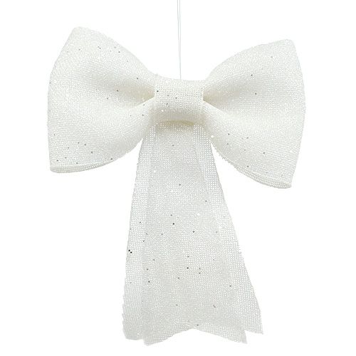 Floristik24 Glitter bow for hanging white 32cm x 42cm