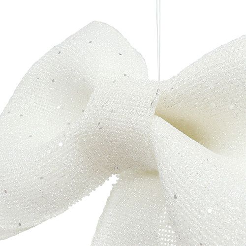 Product Glitter bow for hanging white 32cm x 42cm