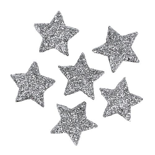 Glitter star silver Ø2.5cm 96pcs