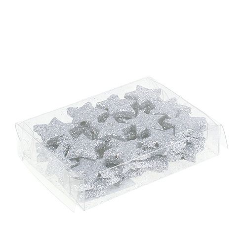 Floristik24 Glitter star silver Ø2.5cm 96 pcs