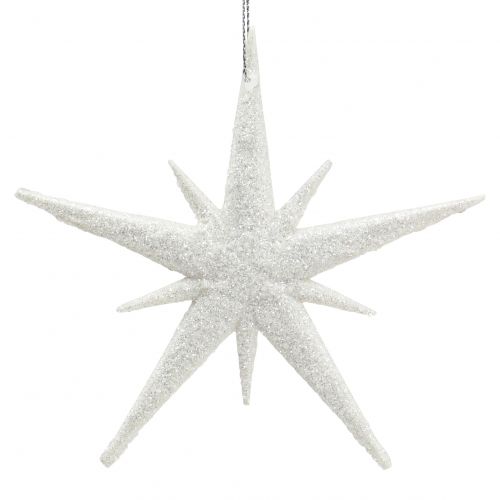 Floristik24 Glitter Star for Hanging White 13cm 12 pcs