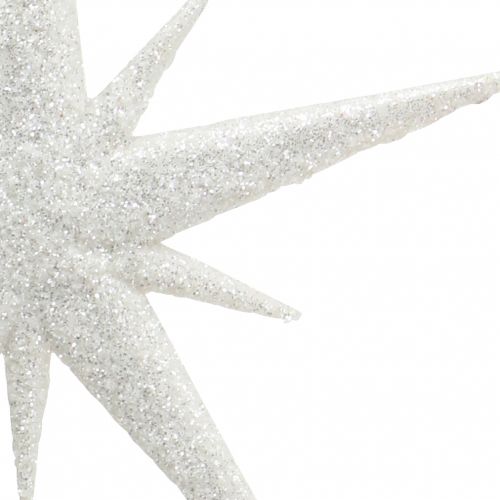 Product Glitter star to hang white 13cm 12pcs