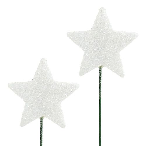 Floristik24 Glitter star on wire 5cm white L23cm 48pcs