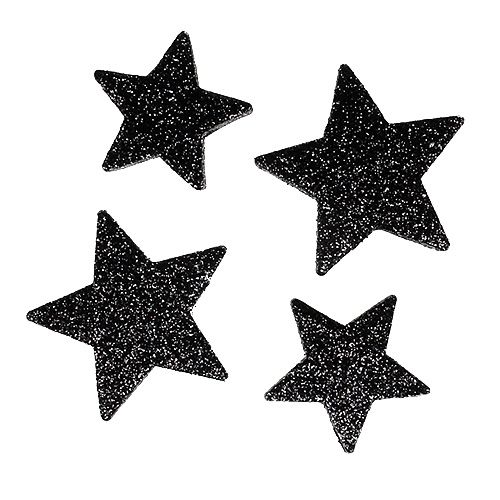 Glitter stars black 4-5cm 40pcs | Floristik24.ie