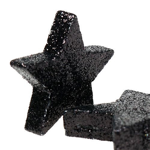 Glitter stars black 4-5cm 40pcs | Floristik24.ie