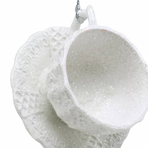 Floristik24 Christmas tree decorations cup white glitter 8cm 12pcs