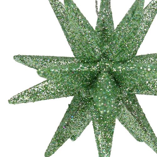 Floristik24 Glitter stars mint green 7.5cm 8pcs