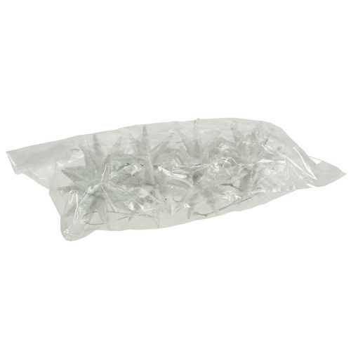 Floristik24 Glitter stars white 7,5cm 8pcs