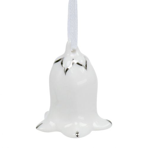 Product Bell flower shape 5cm - 5.5cm white, silver 4pcs
