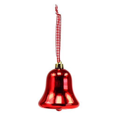 Floristik24 Bell red to hang plastic 3pcs