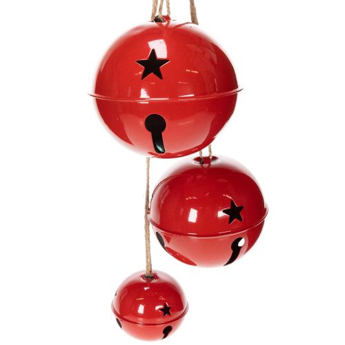 Red metal bells, set of 3, decorative, 14/12/8cm buy online | Floristik24.ie