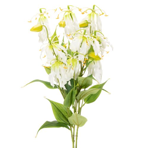 Artificial Gloriosa flower, white and yellow, elegant flowering branch for decoration, 80cm, 3 pieces