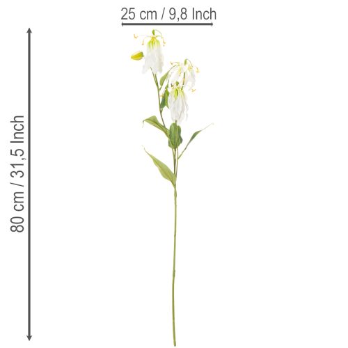 Artificial Gloriosa flower, white and yellow, elegant flowering branch for decoration, 80cm, 3 pieces | Floristik24.ie
