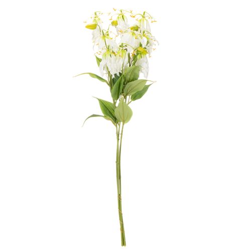 Artificial Gloriosa flower, white and yellow, elegant flowering branch for decoration, 80cm, 3 pieces | Floristik24.ie