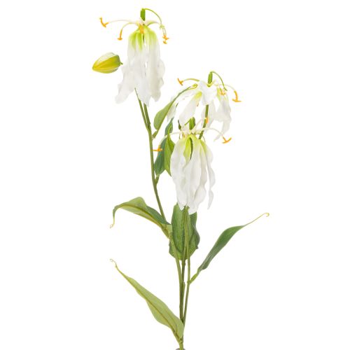 Artificial Gloriosa flower, white and yellow, elegant flowering branch for decoration, 80cm, 3 pieces | Floristik24.ie