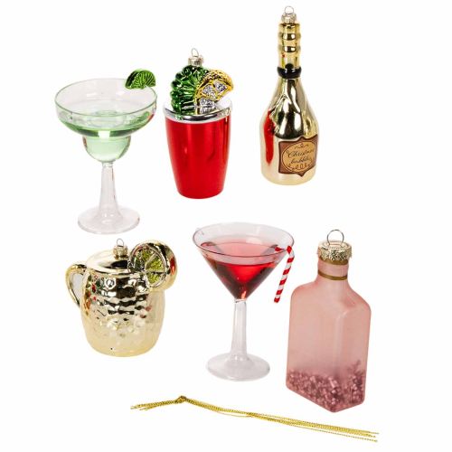 Mini cocktail decorations for hanging on the Christmas tree, 14cm, 6 pieces buy online | Floristik24.ie