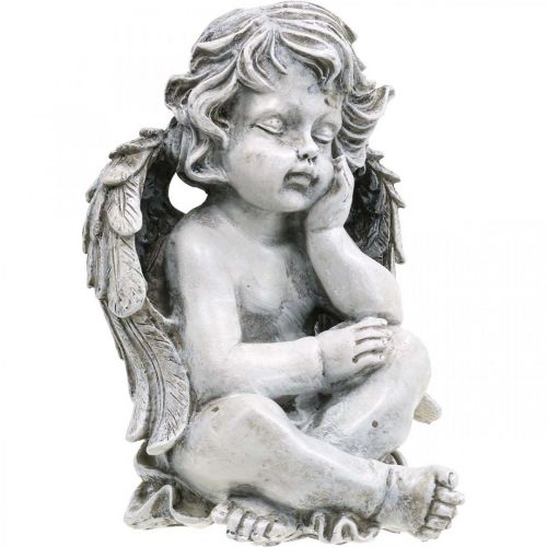 Floristik24 Grave angel angel gray grave figure grave decoration 24cm