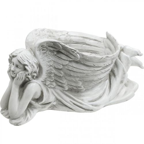 Floristik24 Grave angel with plant bowl Bird bath angel lying 39×18×18cm