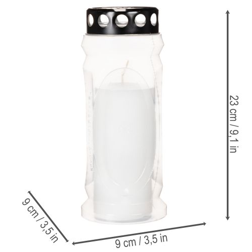 Grave candle lantern with black lid 23cm | Floristik24.ie