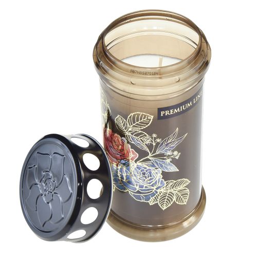 Product Grave candles brown grave lights flowers Ø7.5cm H16.5cm 6 pcs