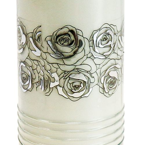 Product Grave candles roses white mourning light Ø7cm H23,5cm 100h 2pcs