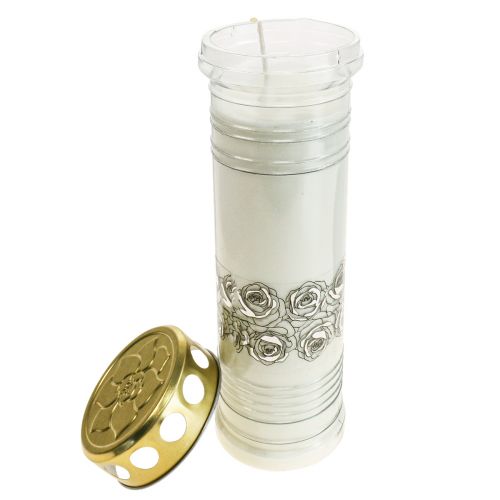 Product Grave candles roses white mourning light Ø7cm H23,5cm 100h 2pcs