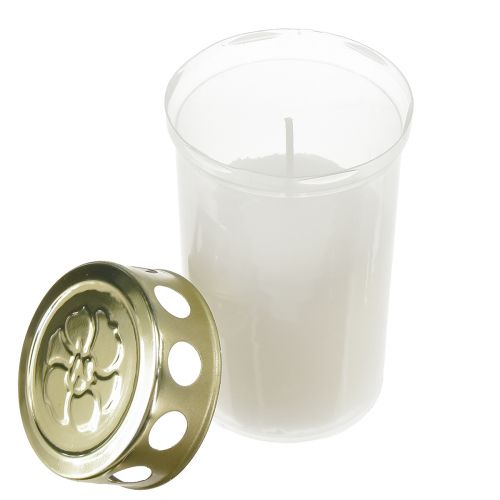 Grave candles white gold Ø5.5cm H11.5cm 24 hours 12 pcs